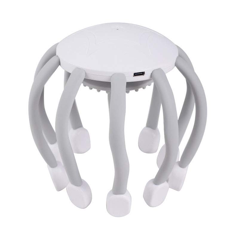 White USB-powered head massager with eight claw design for scalp relaxation