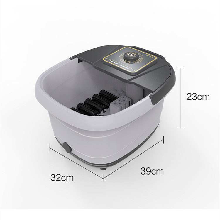 fully automatic heating massage foot wash basin with black cover and rollers, 32x39x23cm, knob control, infrared sterilization