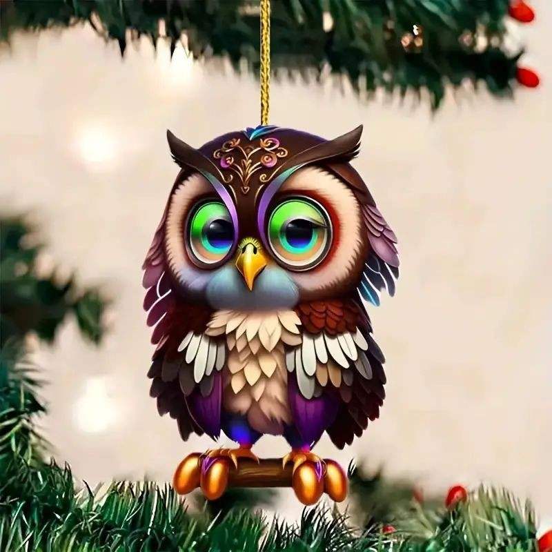 Acrylic flat Christmas Tree Decoration hanging on tree