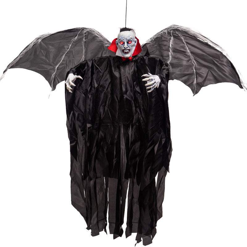 Big Bat Vampire Pendant Halloween decoration with large black wings and vampire figure