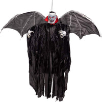 Big Bat Vampire Pendant Halloween decoration with large black wings and vampire figure