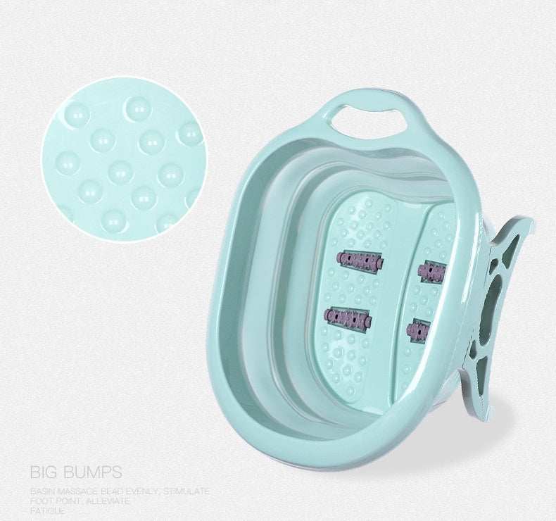 Foldable Footbath plastic basin with built-in massage bumps and foldable design for easy storage