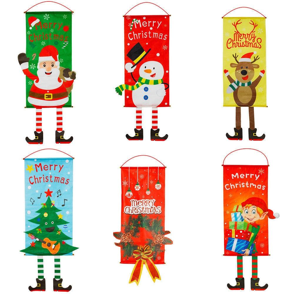 Christmas decorations curtains banners hanging flags window pendant