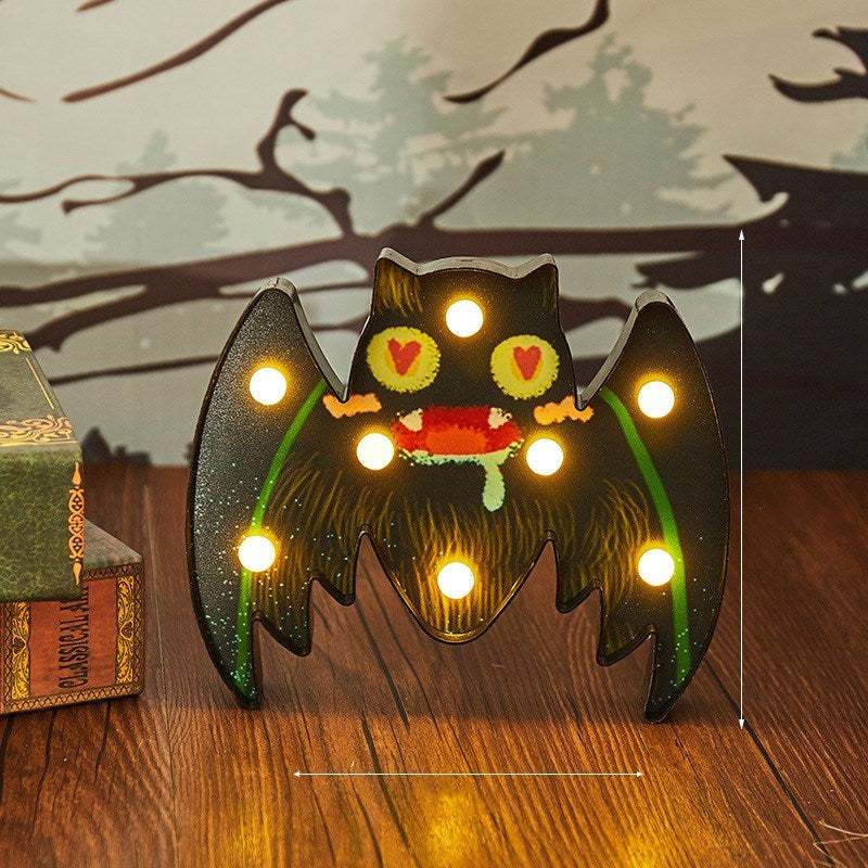 Halloween costume lights featuring a battery-powered purple bat-shaped LED decoration for indoor and outdoor use