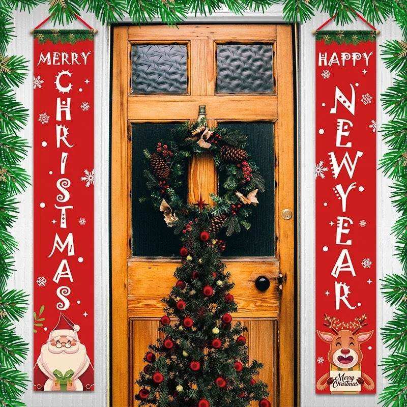Christmas decorations curtains banners hanging flags window pendant