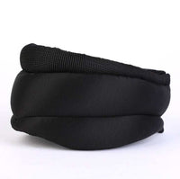 Black ergonomic cervical spine heat neck belt with breathable fabric and adjustable fit for pain relief and support