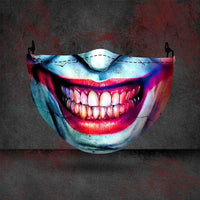 Halloween printed mask with scary red teeth design, cotton material, unisex face cover with ear loops for all seasons