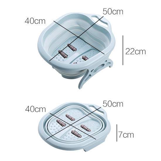 Portable folding foot wash basin for foot spa massage with measurements 40x50cm and collapsible design