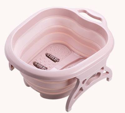 Foldable footbath massage bucket with rollers and collapsible design for easy storage