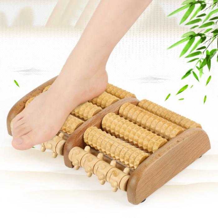   Dual Wooden Foot Massager - Plantar Fasciitis Heel Arch Pain 