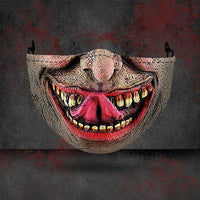 Halloween printed mask with scary red teeth design, cotton material, unisex face cover with ear loops for all seasons