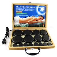 Energy stone massage set with 16 volcanic stones and heating box for spa therapy and relaxation