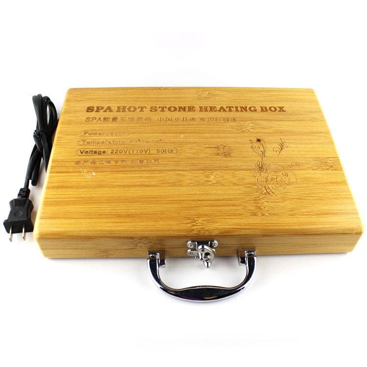 Wooden SPA hot stone heating box for energy stone massage therapy with electric plug