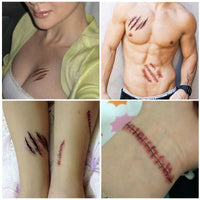 Set of 30 Halloween tattoo stickers with realistic bloody and wound designs for party decoration and costume use