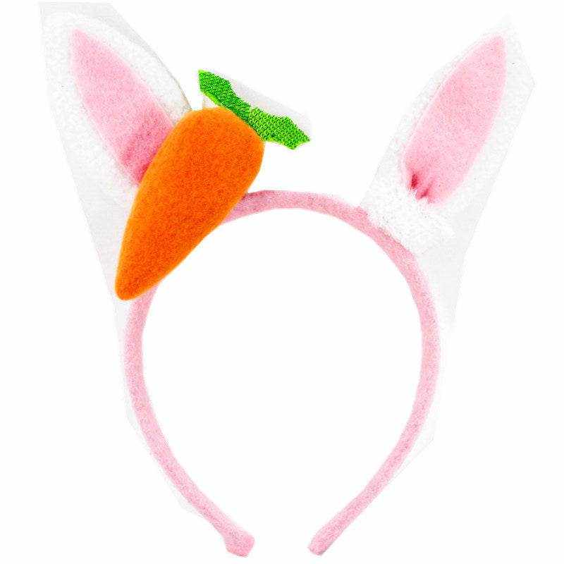 Pink bunny ears Christmas head buckle with orange carrot decoration