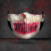 Halloween printed mask with scary red teeth design, cotton material, unisex face cover with ear loops for all seasons