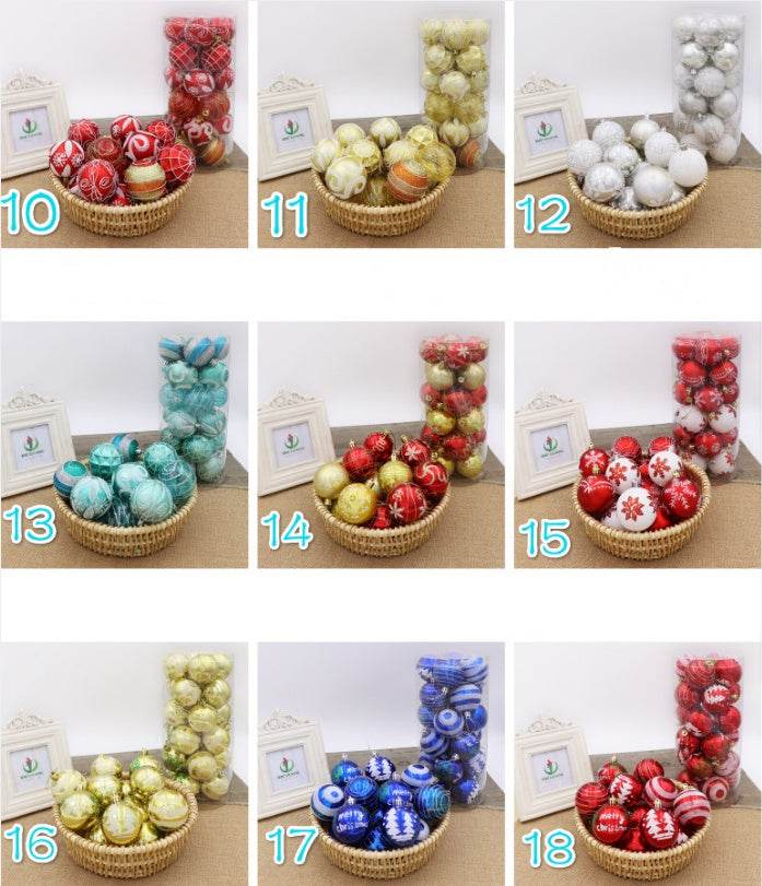 Assorted colorful 6cm Christmas ball decorations in various painted designs for Christmas tree ornaments