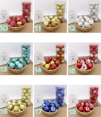 Assorted colorful 6cm Christmas ball decorations in various painted designs for Christmas tree ornaments