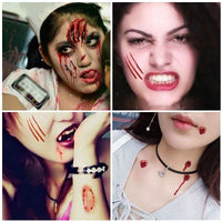 Set of 30 Halloween tattoo stickers with realistic bloody and wound designs for party decoration and costume use