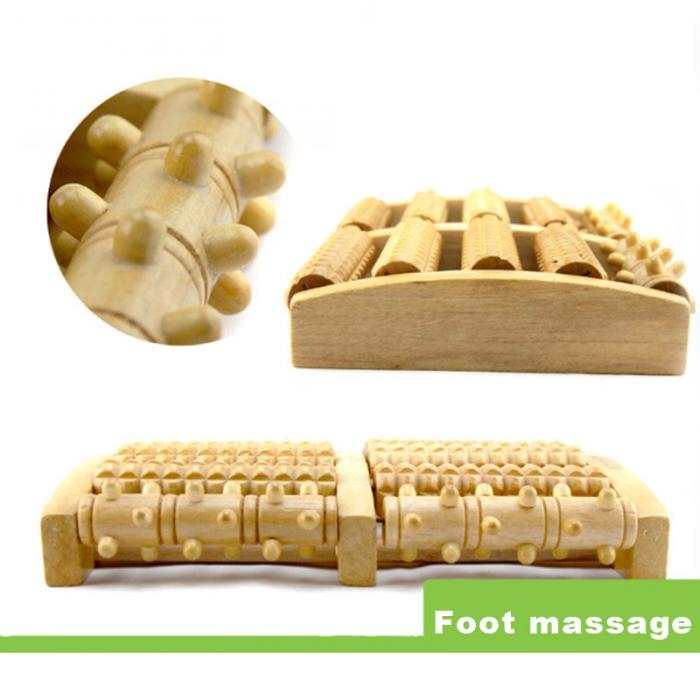   Dual Wooden Foot Massager - Plantar Fasciitis Heel Arch Pain 
