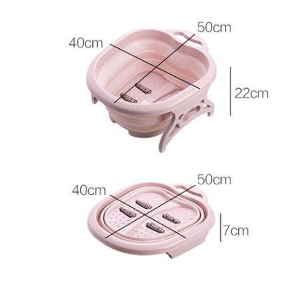 Portable pink folding foot wash basin for spa and massage, size 41x50x7 cm