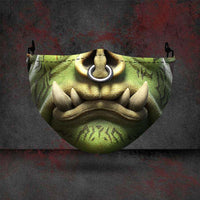 Halloween printed mask with scary red teeth design, cotton material, unisex face cover with ear loops for all seasons