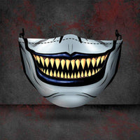 Halloween printed mask with scary red teeth design, cotton material, unisex face cover with ear loops for all seasons