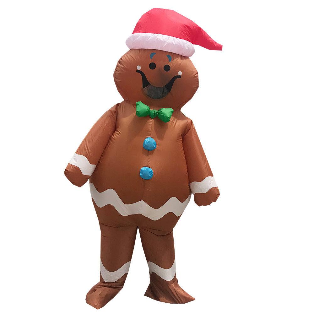 Adult gingerbread man Christmas eve Christmas decoration costume with Santa hat