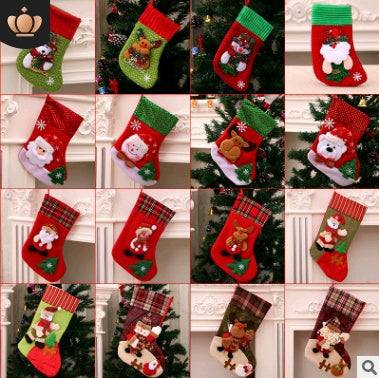 Christmas Decorations Santa Claus cloth Christmas socks in various styles hanging on a Christmas tree