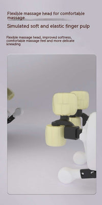 Woman using a rechargeable shoulder and neck trapezius massager in milky white color with remote control