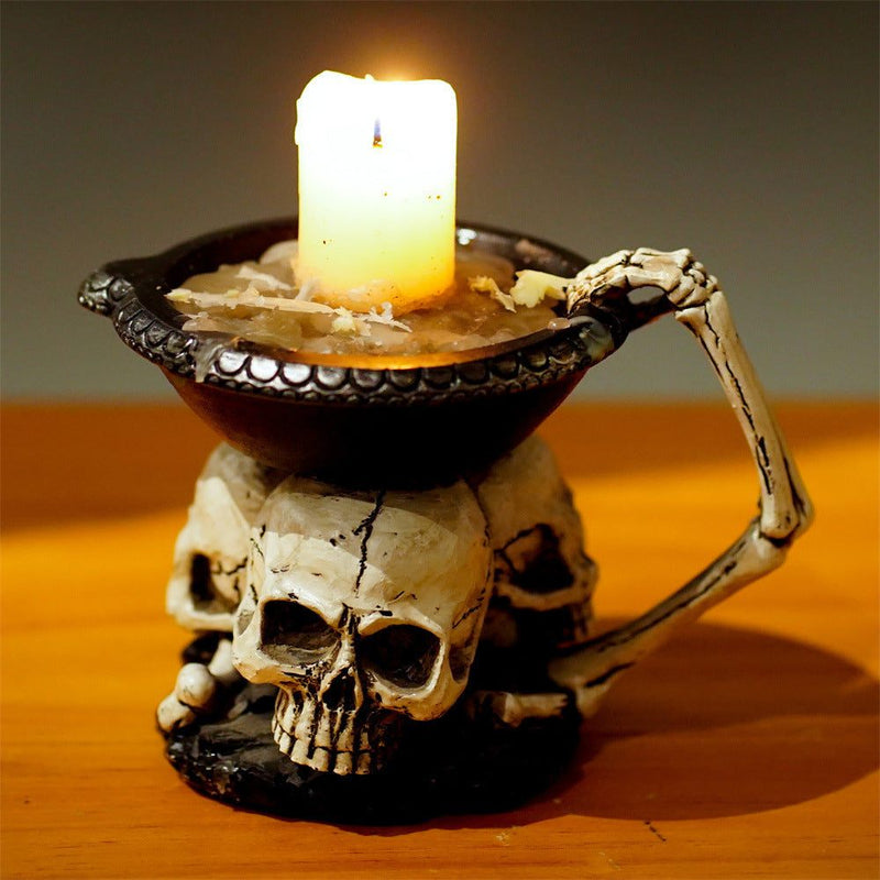 Creative three ghost head skull candle holder storage tray in resin