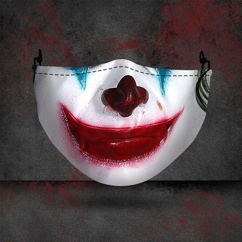 Halloween printed mask with scary red teeth design, cotton material, unisex face cover with ear loops for all seasons
