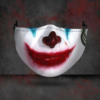 Halloween printed mask with scary red teeth design, cotton material, unisex face cover with ear loops for all seasons