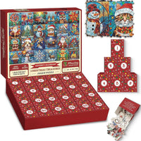 Christmas puzzle advent calendar with 24 countdown boxes and festive jigsaw pieces