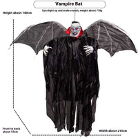 Big Bat Vampire Pendant black plastic luminous Halloween decoration with wings and glowing eyes