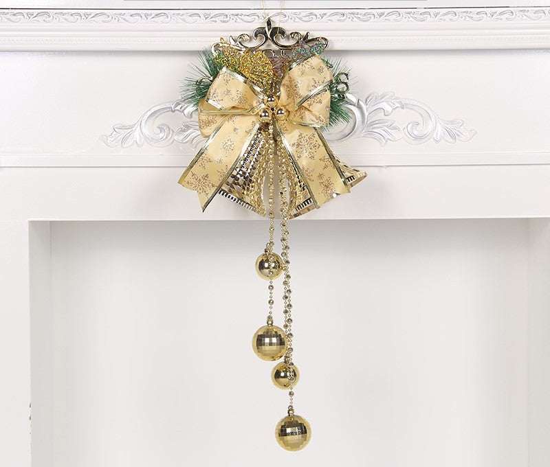 Christmas Big Bell hanging on Christmas tree, holiday decoration