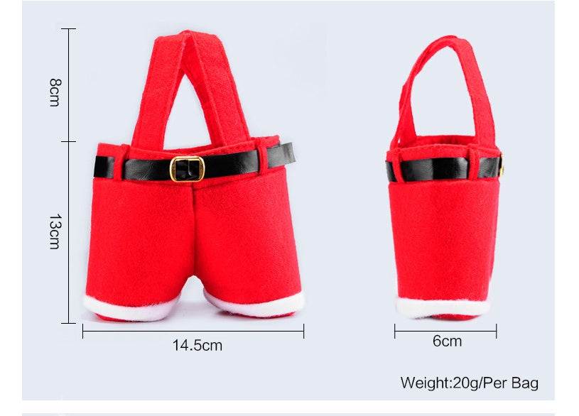 Christmas hot sale red velvet Christmas candy bag with black belt design