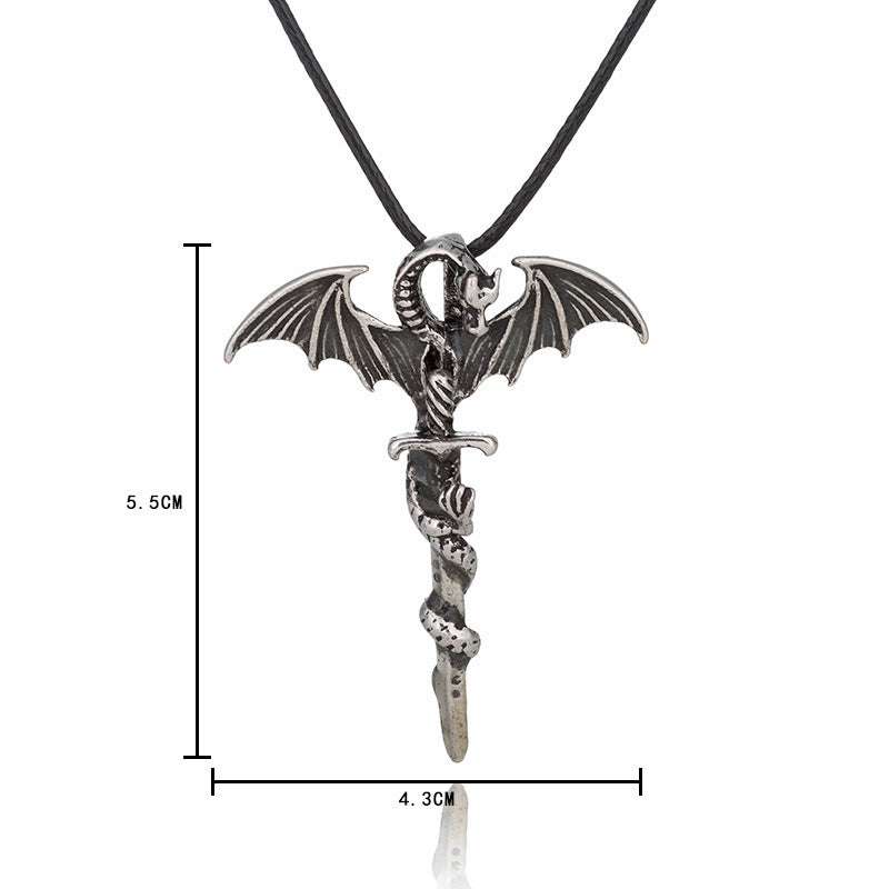 Fashion Trendy Men's Luminous Flame Dragon Necklace jewelry