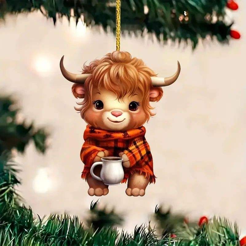 Acrylic flat Christmas Tree Decoration hanging on tree