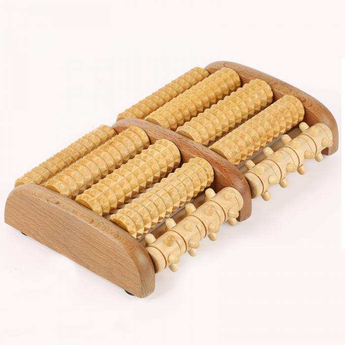   Dual Wooden Foot Massager - Plantar Fasciitis Heel Arch Pain 