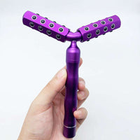 Purple 3D roller face massager with germanium particles for skin whitening and lifting