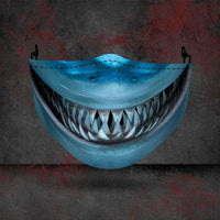 Halloween printed mask with scary red teeth design, cotton material, unisex face cover with ear loops for all seasons