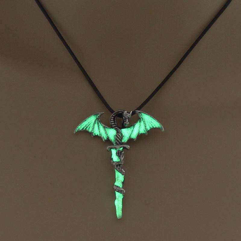 Fashion Trendy Men's Luminous Flame Dragon Necklace jewelry