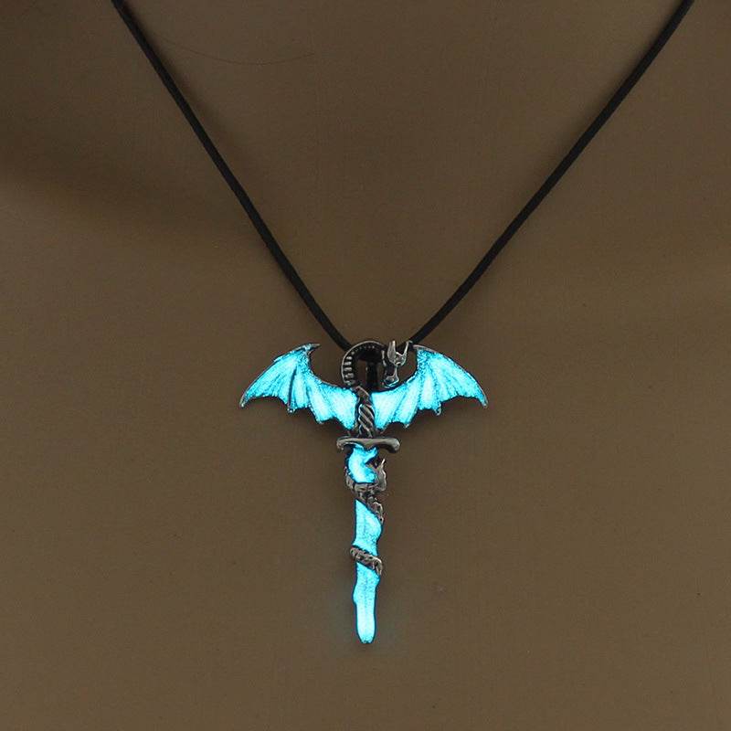 Fashion Trendy Men's Luminous Flame Dragon Necklace jewelry