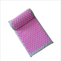 Purple pink needle mat cushion pillow two-piece set with acupressure points on cotton cloth
