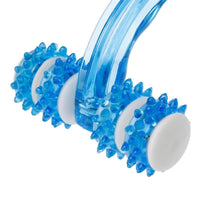 Blue eight-wheel body fitness massage roller for full body muscle relaxation and pain relief