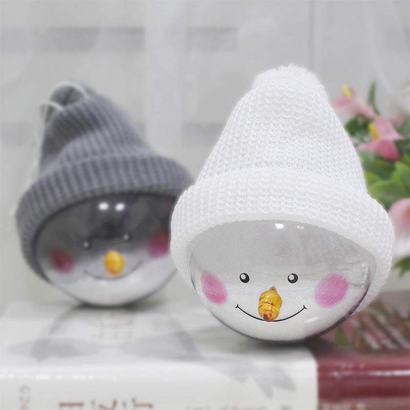 Christmas decorations snowman toys plastic balls with knitted hats