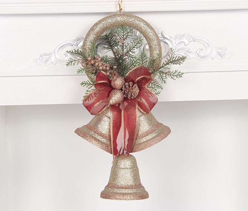 Christmas Big Bell hanging on Christmas tree, holiday decoration