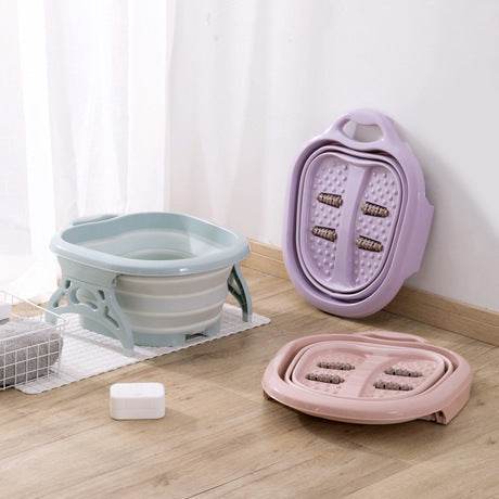 Foldable portable basin foot massage basin with rollers for foot spa and washing