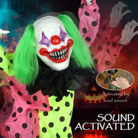 Stacked creepy clowns Halloween decoration with moving parts and sound effects